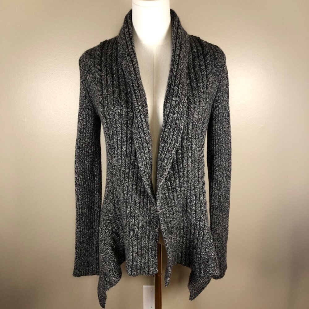 Anthropologie Canary Soft Wool Blend Cable Knit Gray Cardigan Size S/P
